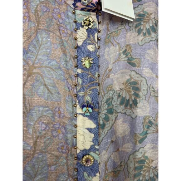 NWT Zimmerman Kaleidoscope Spliced Blouse Multicolor Spliced Floral Size: 10 - Picture 7 of 11
